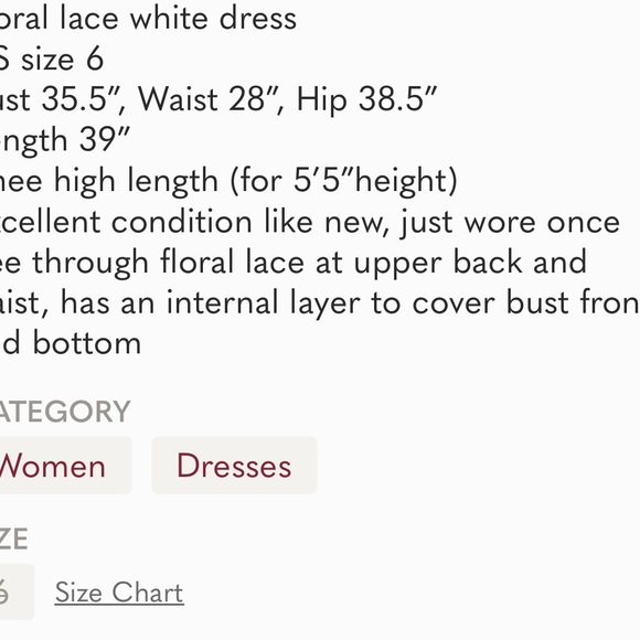 white lace Crocheted dress size 6 - Picture 11 of 11